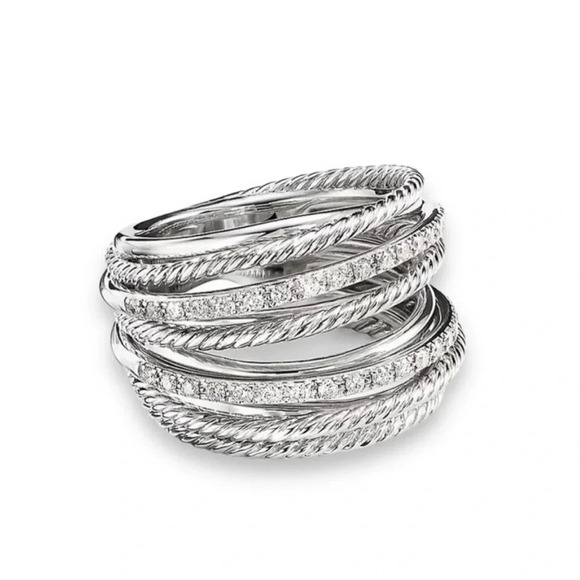 NEW Luxury Multilayer Silver Zircon Ring - Picture 2 of 5